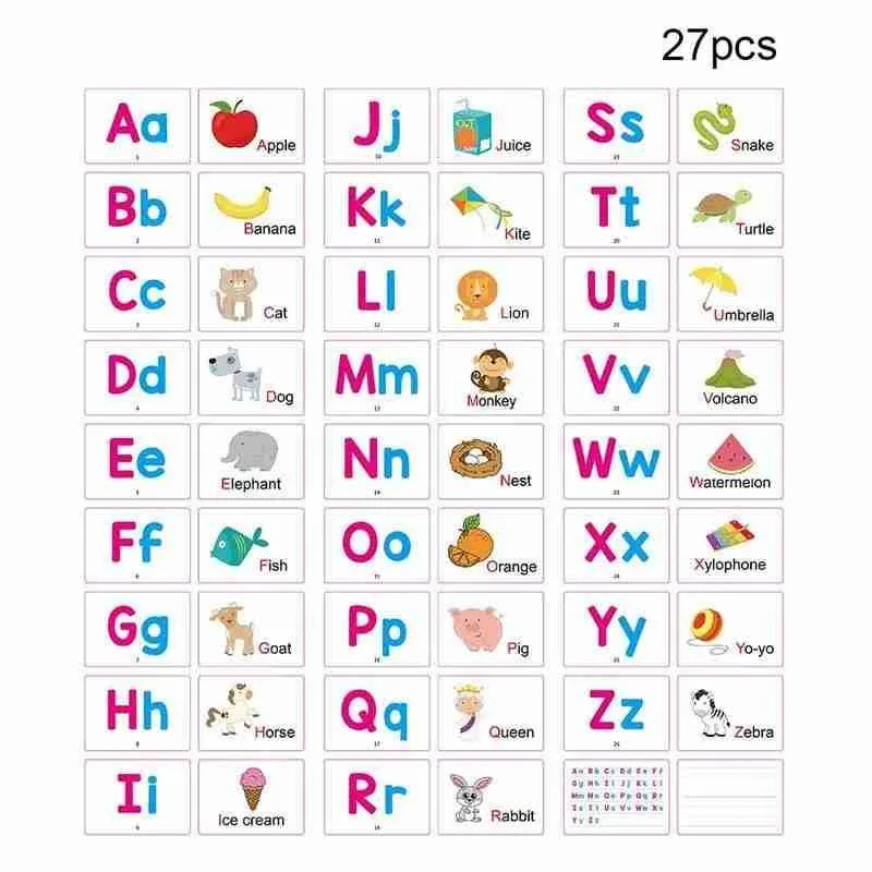 27 Stück Alphabet-Buchstaben-Suchkarte, pädagogische Buchstaben, Lesen, Schreiben, Lernen, Alphabet mit einem Stift, Vorschul-Geschenk