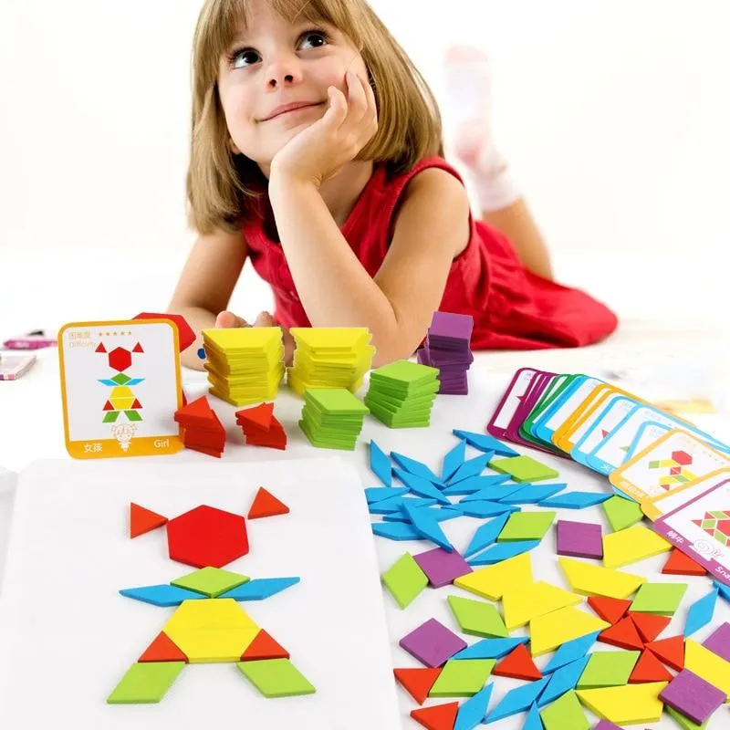 155-teiliges Puzzle, Lernspielzeug für Kinder, kreative Spiele, Puzzle, Lernen, Kinder, die Holzspielzeug mit geometrischer Form entwickeln