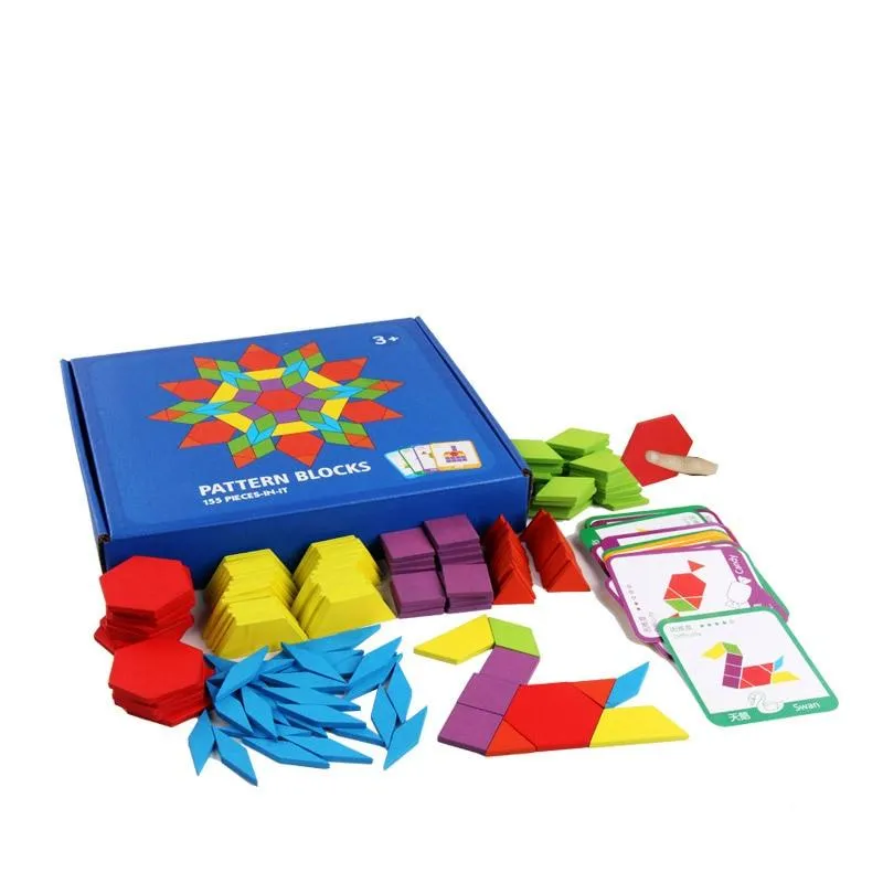 155-teiliges Puzzle, Lernspielzeug für Kinder, kreative Spiele, Puzzle, Lernen, Kinder, die Holzspielzeug mit geometrischer Form entwickeln