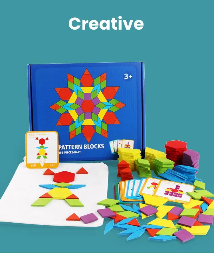 155-teiliges Puzzle, Lernspielzeug für Kinder, kreative Spiele, Puzzle, Lernen, Kinder, die Holzspielzeug mit geometrischer Form entwickeln