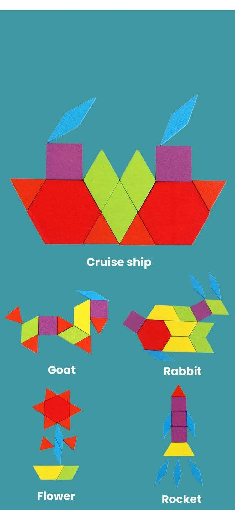 155-teiliges Puzzle, Lernspielzeug für Kinder, kreative Spiele, Puzzle, Lernen, Kinder, die Holzspielzeug mit geometrischer Form entwickeln