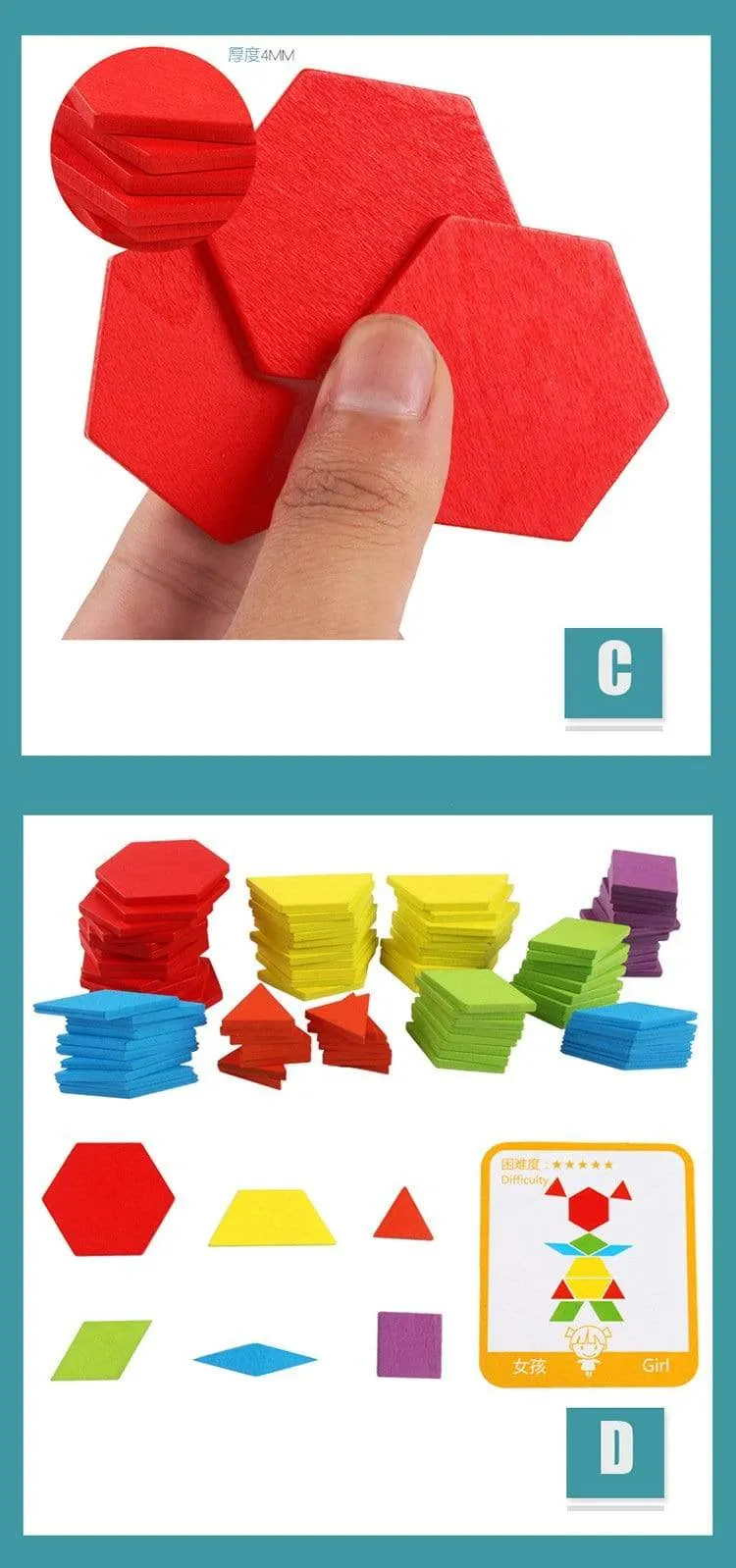 155-teiliges Puzzle, Lernspielzeug für Kinder, kreative Spiele, Puzzle, Lernen, Kinder, die Holzspielzeug mit geometrischer Form entwickeln