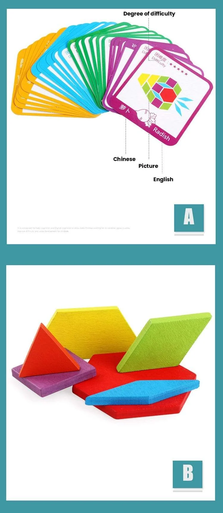 155-teiliges Puzzle, Lernspielzeug für Kinder, kreative Spiele, Puzzle, Lernen, Kinder, die Holzspielzeug mit geometrischer Form entwickeln
