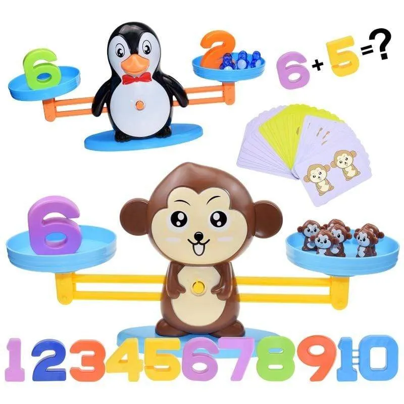 Montessori Mathe Spielzeug Digital Affe Balance Skala Pädagogische Mathe Pinguin Balancieren Skala Zahl Brettspiel Kinder Lernspielzeug