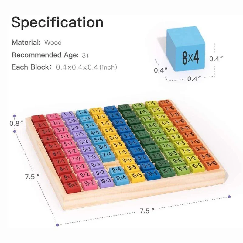 Holz Multiplikation & Mathe Tisch Brettspiel Kinder Montessori Vorschule Lernen Lernspielzeug Geschenk für Toodler