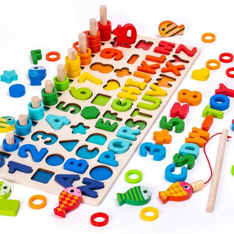 Montessori Geometrische Kognition Zählen Alphabet Lernspiel Kinder Mathe Entwicklung Spielzeug Für Kinder Frühes Lernspielzeug