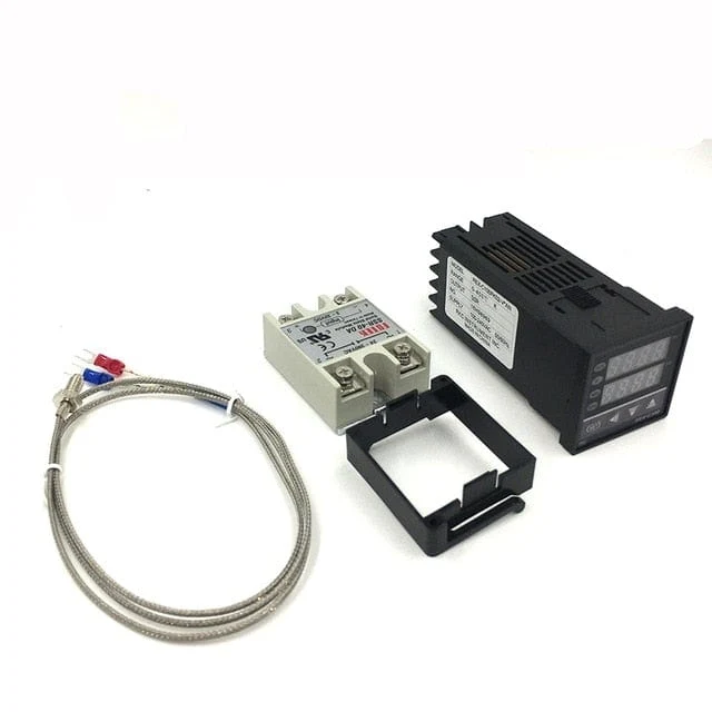 REX-C100 Digitaler PID-Temperaturregler, Thermostat, SSR-Ausgang + max. 40 A SSR-Relais + K-Thermoelement-Sonde, hohe Qualität