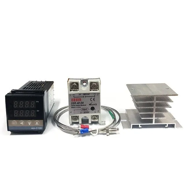 REX-C100 Digitaler PID-Temperaturregler, Thermostat, SSR-Ausgang + max. 40 A SSR-Relais + K-Thermoelement-Sonde, hohe Qualität