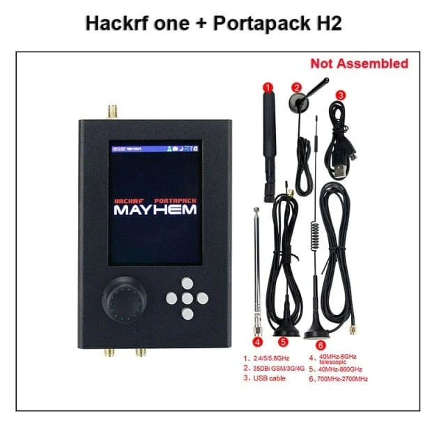 Mayhem Portapack H2 Hackrf One SDR Software Defined Radio 1MHz-6GHz Optional Metallgehäuse Antennen Kits DIY Schnellmontage
