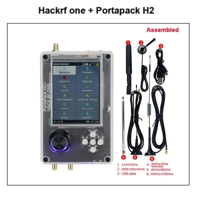 Mayhem Portapack H2 Hackrf One SDR Software Defined Radio 1MHz-6GHz Optional Metallgehäuse Antennen Kits DIY Schnellmontage
