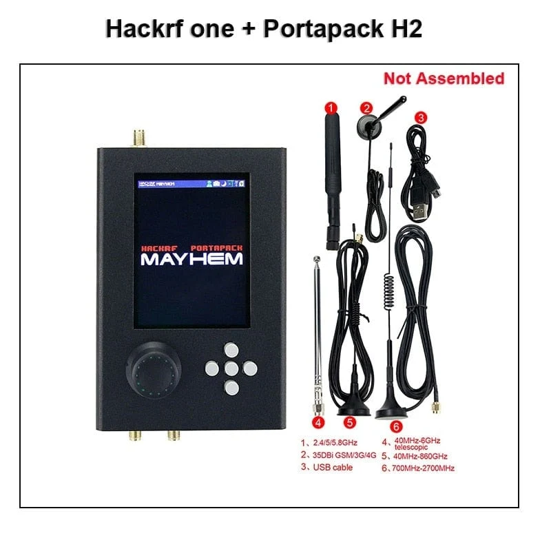 Mayhem Portapack H2 Hackrf One SDR Software Defined Radio 1MHz-6GHz Optional Metallgehäuse Antennen Kits DIY Schnellmontage