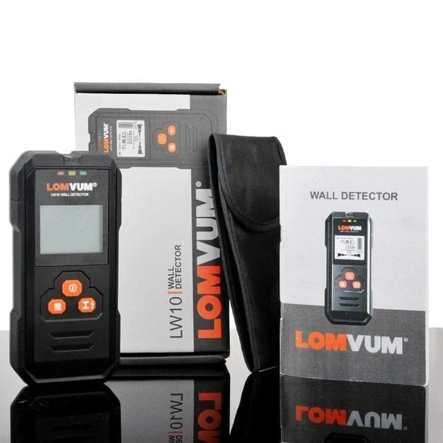 LOMVUM Metalldetektor mit Hintergrundbeleuchtung, Schwarz, AC, Holzfinder, Kabel, Drähte, Tiefen-Tracker, Untergrund-Sturz-Wandscanner, LCD-HD-Display, Signalton