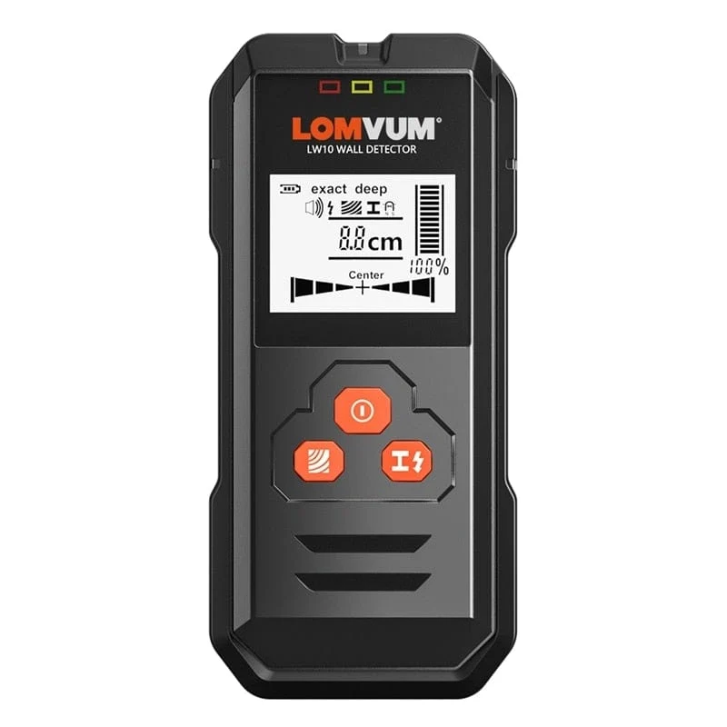 LOMVUM Metalldetektor mit Hintergrundbeleuchtung, Schwarz, AC, Holzfinder, Kabel, Drähte, Tiefen-Tracker, Untergrund-Sturz-Wandscanner, LCD-HD-Display, Signalton