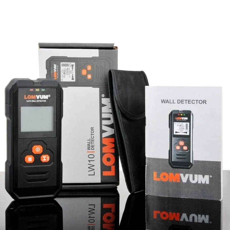 LOMVUM Metalldetektor mit Hintergrundbeleuchtung, Schwarz, AC, Holzfinder, Kabel, Drähte, Tiefen-Tracker, Untergrund-Sturz-Wandscanner, LCD-HD-Display, Signalton