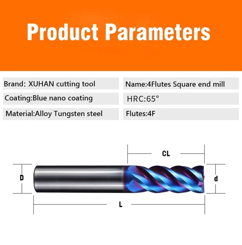 4 Flöten HRC65 Hartmetall-Schaftfräser Legierungskarbid-Fräsen Wolframstahl-Fräser EndMillS CNC-Schneidwerkzeuge