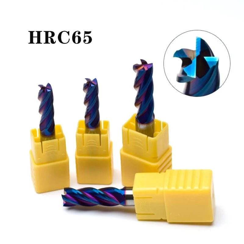 4 Flöten HRC65 Hartmetall-Schaftfräser Legierungskarbid-Fräsen Wolframstahl-Fräser EndMillS CNC-Schneidwerkzeuge