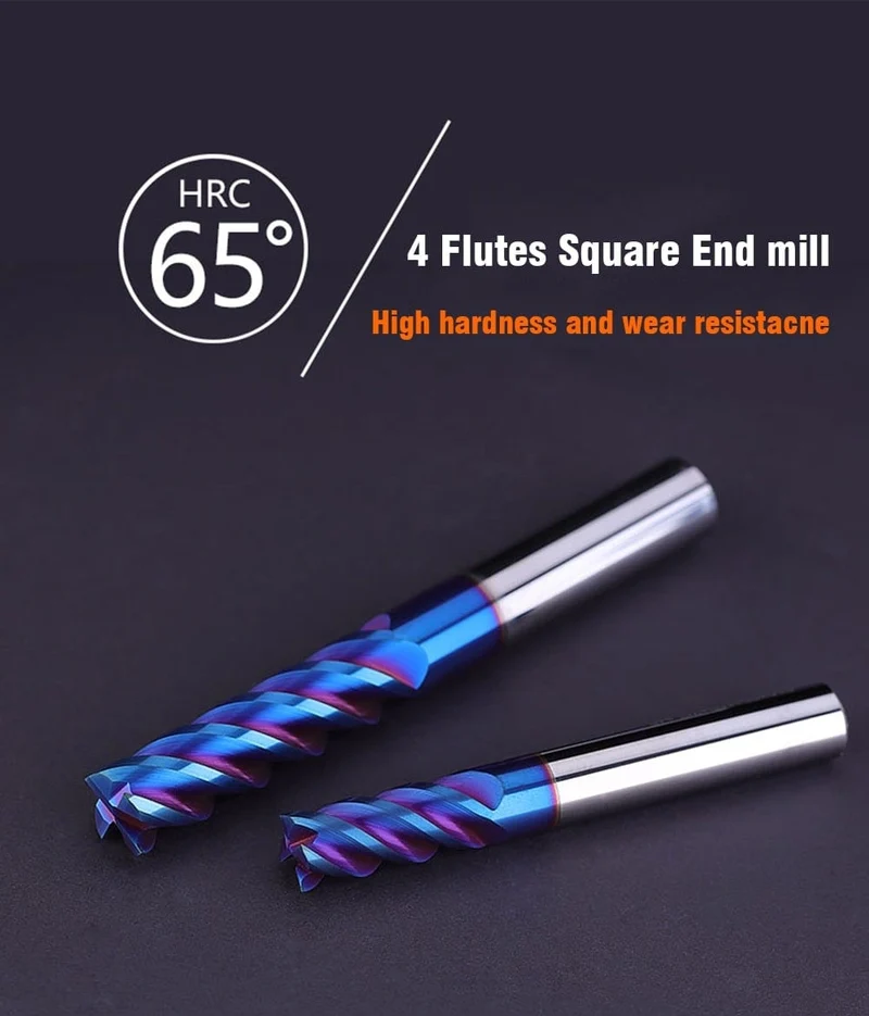 4 Flöten HRC65 Hartmetall-Schaftfräser Legierungskarbid-Fräsen Wolframstahl-Fräser EndMillS CNC-Schneidwerkzeuge