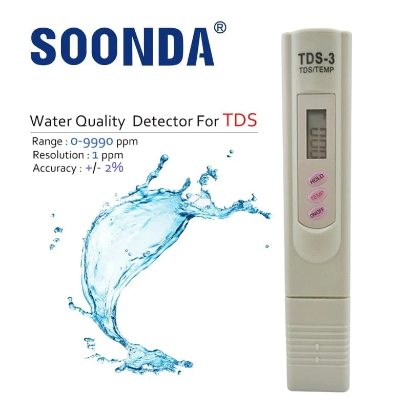 2-in-1 PPM Wasser TDS Messgerät Tester Trinkwasser Qualität Analysator Monitor Filter Schnelltest Aquarium Hydroponik Pools PPM TDS-3