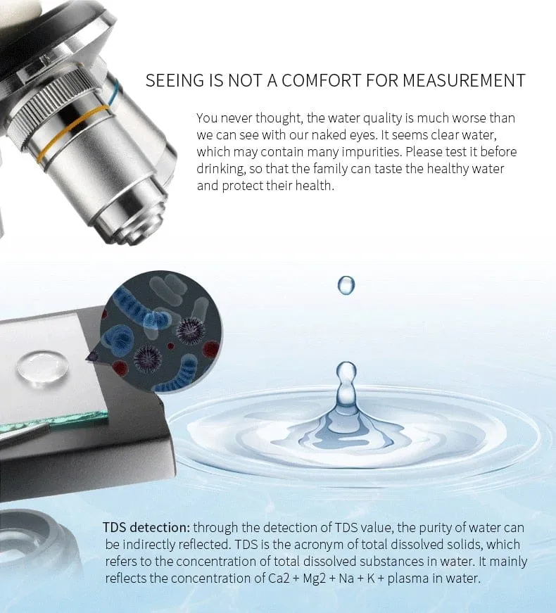 2-in-1 PPM Wasser TDS Messgerät Tester Trinkwasser Qualität Analysator Monitor Filter Schnelltest Aquarium Hydroponik Pools PPM TDS-3