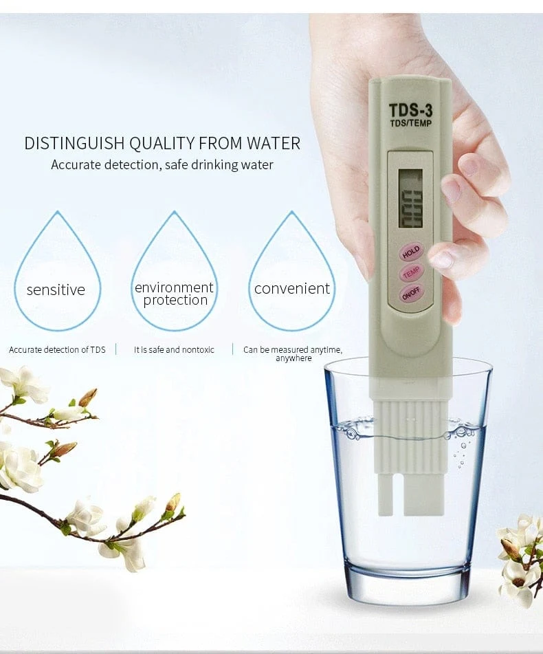 2-in-1 PPM Wasser TDS Messgerät Tester Trinkwasser Qualität Analysator Monitor Filter Schnelltest Aquarium Hydroponik Pools PPM TDS-3