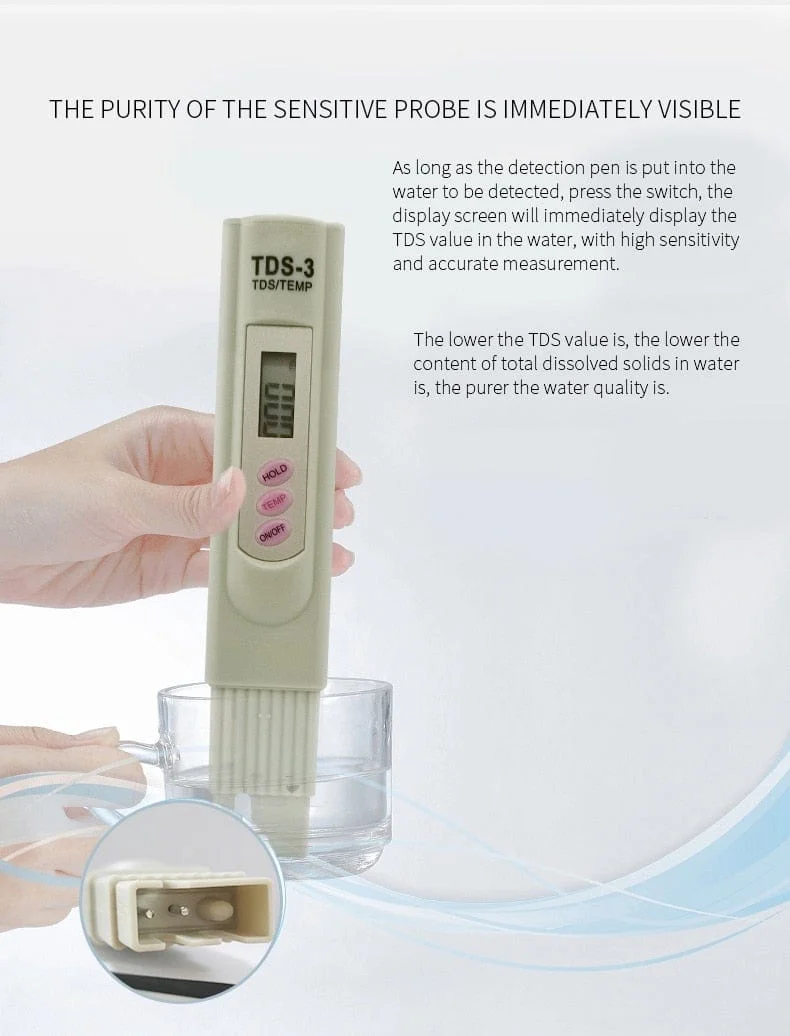 2-in-1 PPM Wasser TDS Messgerät Tester Trinkwasser Qualität Analysator Monitor Filter Schnelltest Aquarium Hydroponik Pools PPM TDS-3