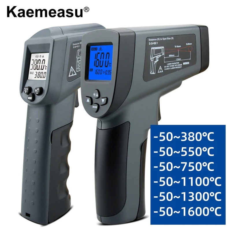 Kaemeasu Digitales Infrarot-Thermometer -50~1600 Messbereich, berührungslos, Sicherheit, Kochen, industrielle elektronische Thermometerpistole