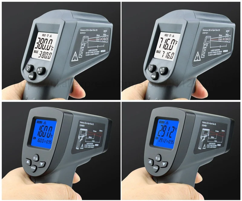 Kaemeasu Digitales Infrarot-Thermometer -50~1600 Messbereich, berührungslos, Sicherheit, Kochen, industrielle elektronische Thermometerpistole