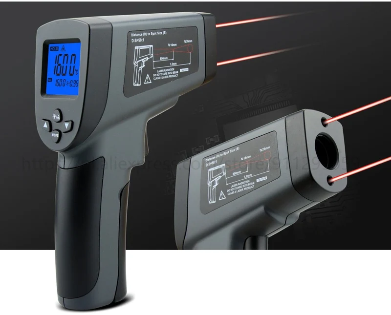 Kaemeasu Digitales Infrarot-Thermometer -50~1600 Messbereich, berührungslos, Sicherheit, Kochen, industrielle elektronische Thermometerpistole