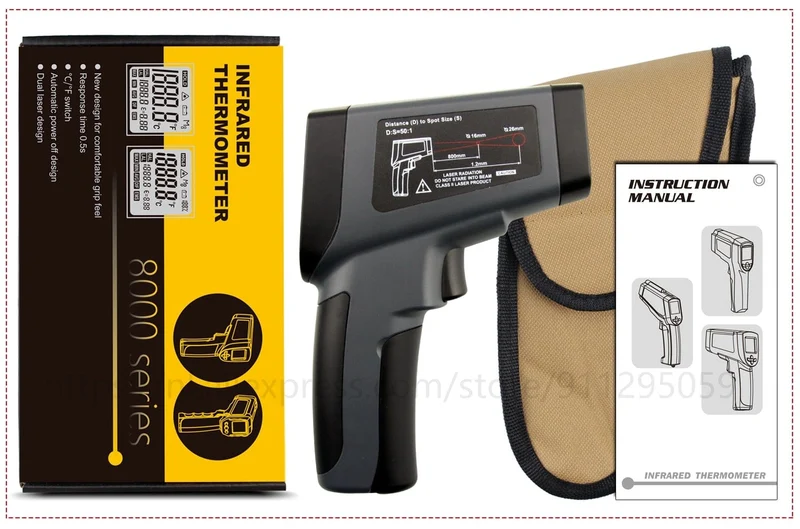 Kaemeasu Digitales Infrarot-Thermometer -50~1600 Messbereich, berührungslos, Sicherheit, Kochen, industrielle elektronische Thermometerpistole