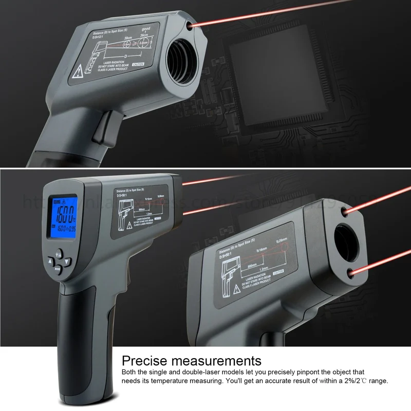 Kaemeasu Digitales Infrarot-Thermometer -50~1600 Messbereich, berührungslos, Sicherheit, Kochen, industrielle elektronische Thermometerpistole