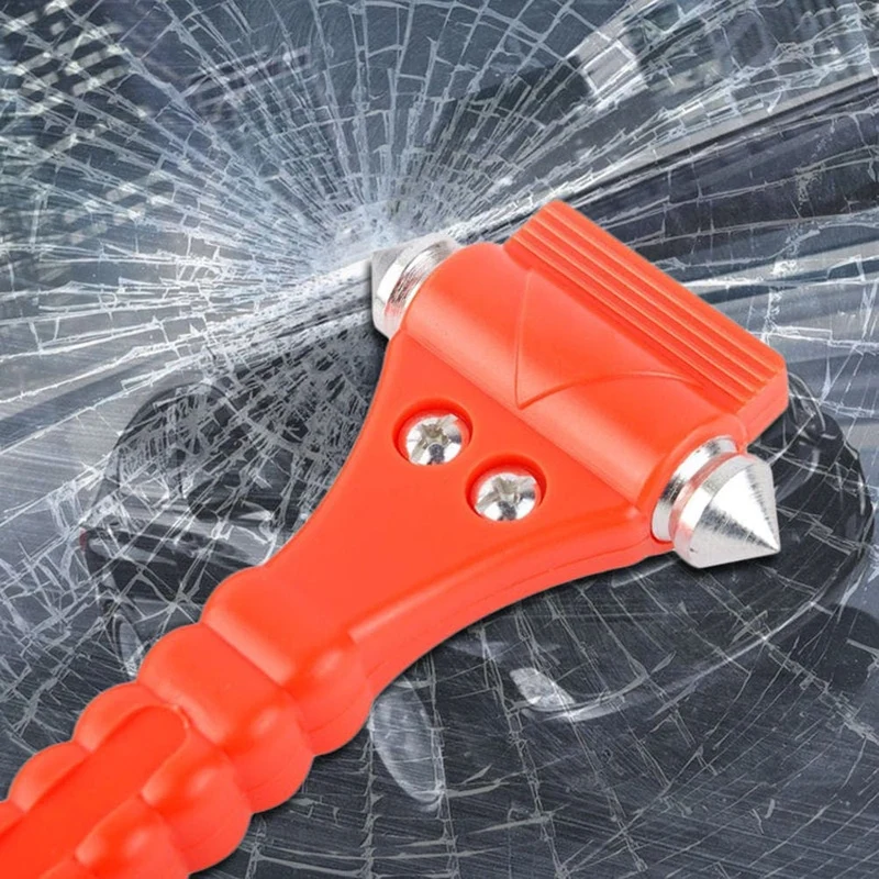 2-in-1-Mini-Auto-Sicherheitshammer, lebensrettender Fluchtnothammer, Sicherheitsgurtschneider, Fensterglasbrecher, Autorettung, rote Hämmer