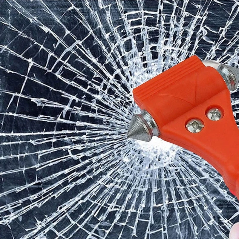 2-in-1-Mini-Auto-Sicherheitshammer, lebensrettender Fluchtnothammer, Sicherheitsgurtschneider, Fensterglasbrecher, Autorettung, rote Hämmer