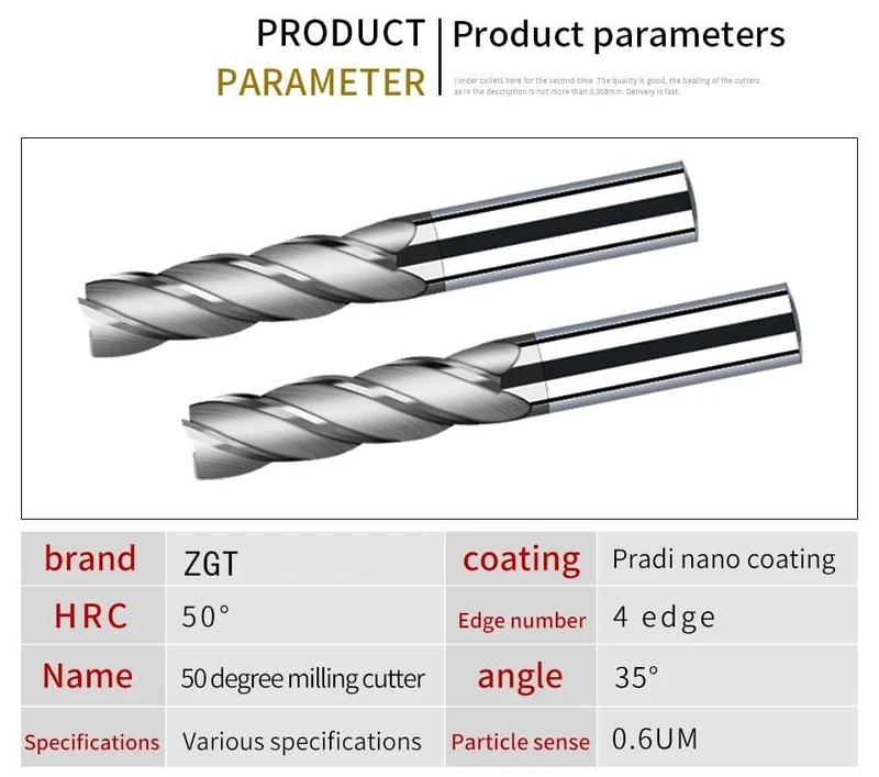 Schaftfräser HRC50 4 Schneiden Hochwertiger Fräser aus Hartmetall und Wolframstahl, Schaftfräser 3 mm, 4 mm, 5 mm, 6 mm, 8 mm, 10 mm, Fräswerkzeuge