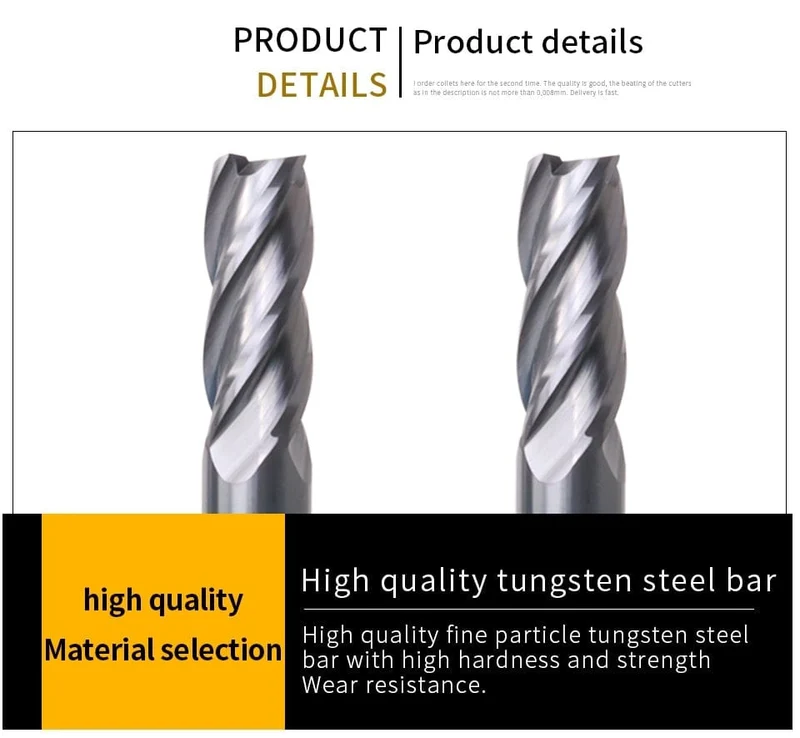 Schaftfräser HRC50 4 Schneiden Hochwertiger Fräser aus Hartmetall und Wolframstahl, Schaftfräser 3 mm, 4 mm, 5 mm, 6 mm, 8 mm, 10 mm, Fräswerkzeuge