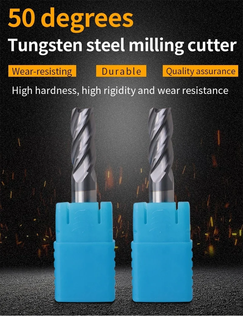 Schaftfräser HRC50 4 Schneiden Hochwertiger Fräser aus Hartmetall und Wolframstahl, Schaftfräser 3 mm, 4 mm, 5 mm, 6 mm, 8 mm, 10 mm, Fräswerkzeuge