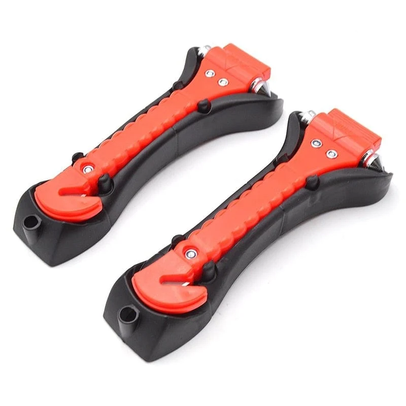 2 STÜCKE Auto notfall Sicherheit Hammer Lebensrettende Flucht Notfall Hammer Sicherheitsgurt Cutter Fenster Glasbrecher Auto Rettung Rot Hammer