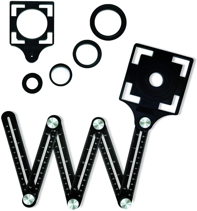 Fliesenlochsucher, verstellbares Werkzeug, Mauerwerk, Glas, fester Winkel, Messlineal, universelle Winkelschablone, Izer, 4/6/12 Schieber/Falt