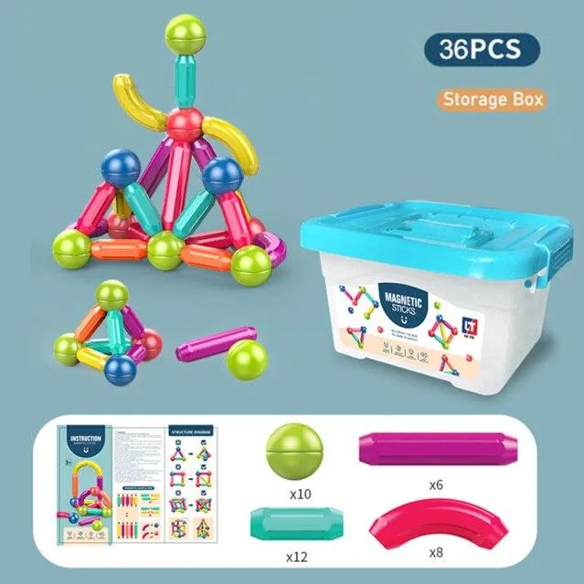 Baby Magnetische Bausteine ​​Kugeln Konstruktor Magnet Sticks Blöcke Set Montessori Spielzeug für Junge Mädchen Geburtstag Geschenk 2 bis 4 Jahre