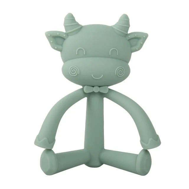 1Pcs Baby Zahnen Spielzeug Nette Cartoon Zähne Beißen Spielzeug Food Grade Silikon Säuglings Liefert Beißring Halter Baby Schnuller Beißringe