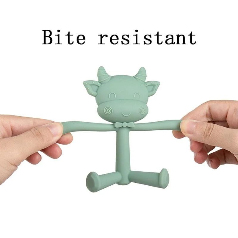 1Pcs Baby Zahnen Spielzeug Nette Cartoon Zähne Beißen Spielzeug Food Grade Silikon Säuglings Liefert Beißring Halter Baby Schnuller Beißringe