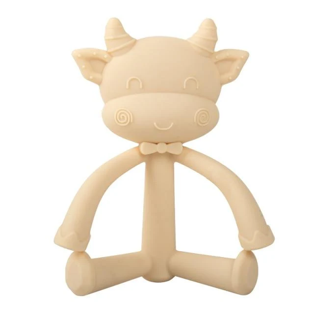 1Pcs Baby Zahnen Spielzeug Nette Cartoon Zähne Beißen Spielzeug Food Grade Silikon Säuglings Liefert Beißring Halter Baby Schnuller Beißringe