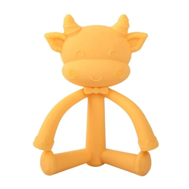 1Pcs Baby Zahnen Spielzeug Nette Cartoon Zähne Beißen Spielzeug Food Grade Silikon Säuglings Liefert Beißring Halter Baby Schnuller Beißringe