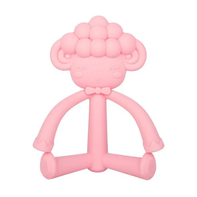 1Pcs Baby Zahnen Spielzeug Nette Cartoon Zähne Beißen Spielzeug Food Grade Silikon Säuglings Liefert Beißring Halter Baby Schnuller Beißringe