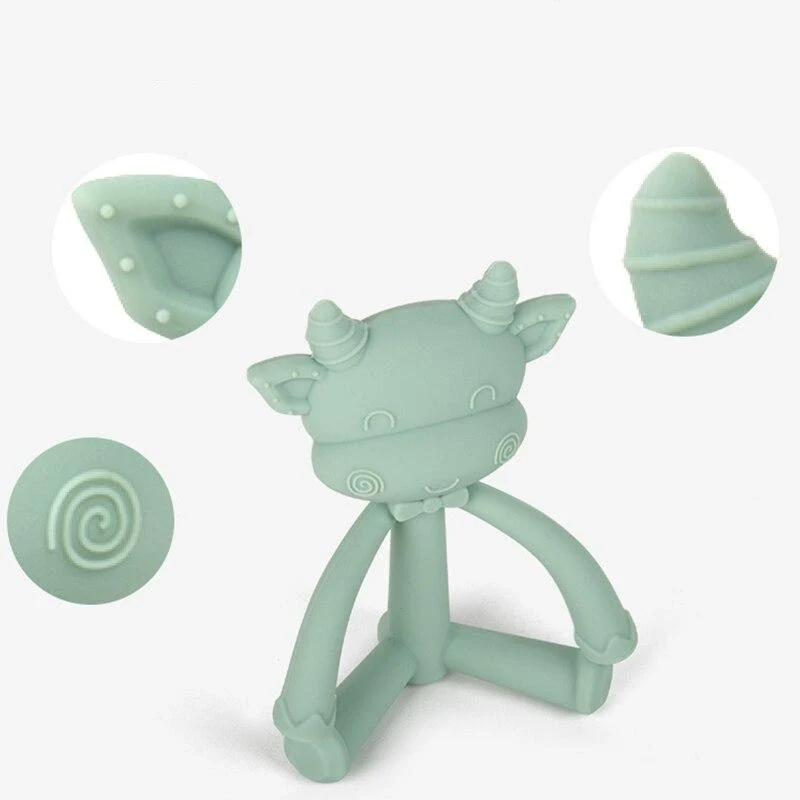 1Pcs Baby Zahnen Spielzeug Nette Cartoon Zähne Beißen Spielzeug Food Grade Silikon Säuglings Liefert Beißring Halter Baby Schnuller Beißringe