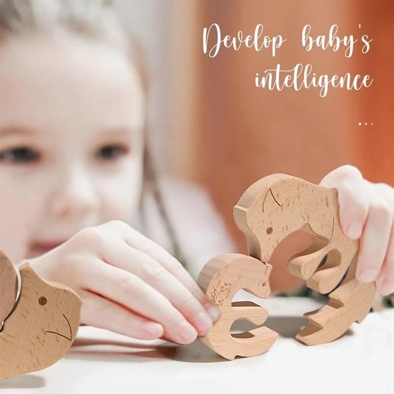 Holzblöcke im nordischen Stil, Baby-Montessori-Lernspielzeug für Kinder, kreatives Tier-Puzzle, Stapelspielzeug, Konstruktorblöcke