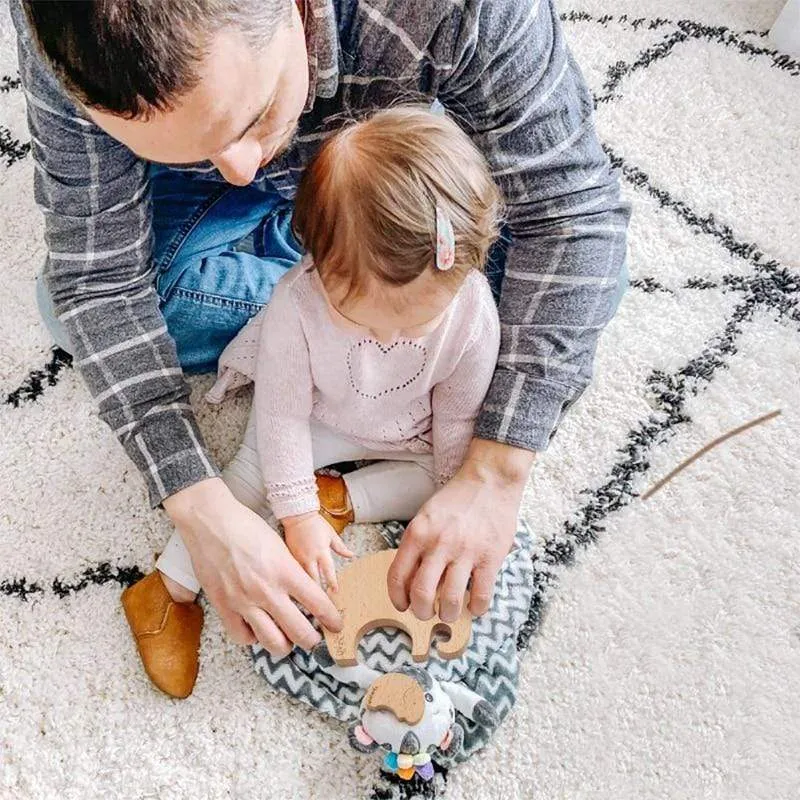 Holzblöcke im nordischen Stil, Baby-Montessori-Lernspielzeug für Kinder, kreatives Tier-Puzzle, Stapelspielzeug, Konstruktorblöcke