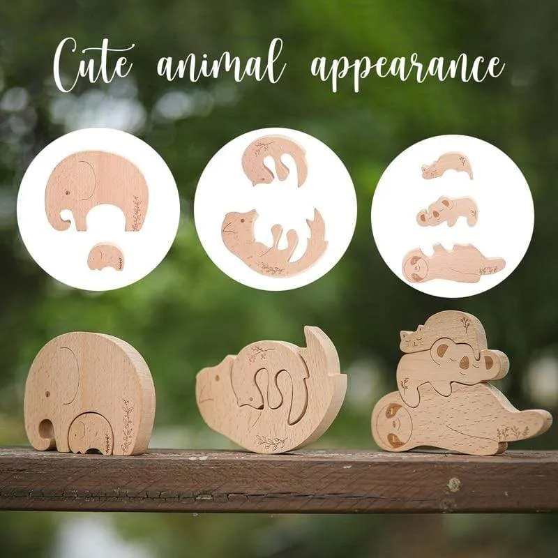 Holzblöcke im nordischen Stil, Baby-Montessori-Lernspielzeug für Kinder, kreatives Tier-Puzzle, Stapelspielzeug, Konstruktorblöcke
