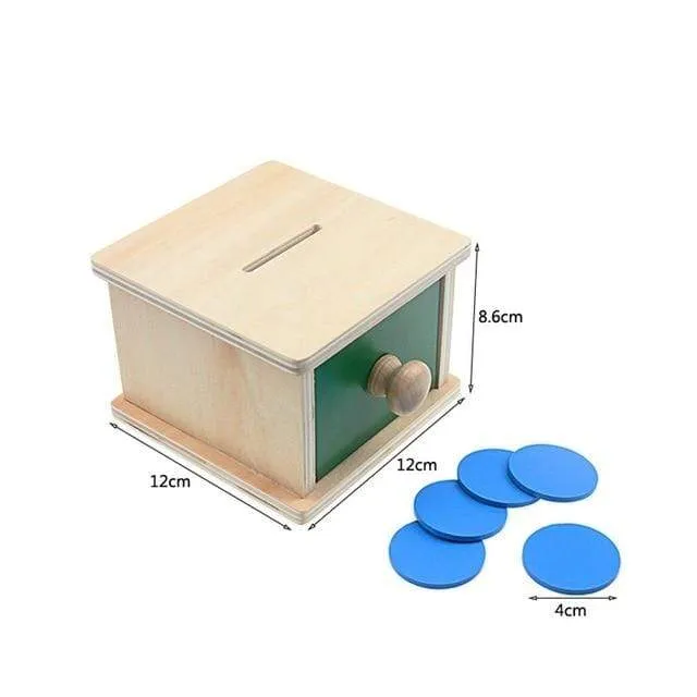 Montessori-Materialien, Streichholzschachtel, Ballbox, Münzbox, Sparschwein-Set, Spielzeug für Kleinkinder, Massivholz, Kleinkinder, grundlegende Lebenskompetenz-Spielzeug, 8–24 Monate