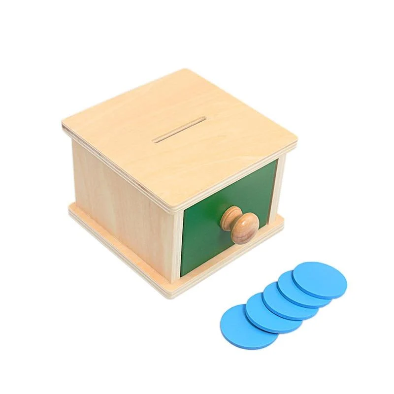 Montessori-Materialien, Streichholzschachtel, Ballbox, Münzbox, Sparschwein-Set, Spielzeug für Kleinkinder, Massivholz, Kleinkinder, grundlegende Lebenskompetenz-Spielzeug, 8–24 Monate