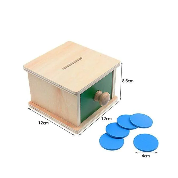 Montessori-Materialien, Streichholzschachtel, Ballbox, Münzbox, Sparschwein-Set, Spielzeug für Kleinkinder, Massivholz, Kleinkinder, grundlegende Lebenskompetenz-Spielzeug, 8–24 Monate